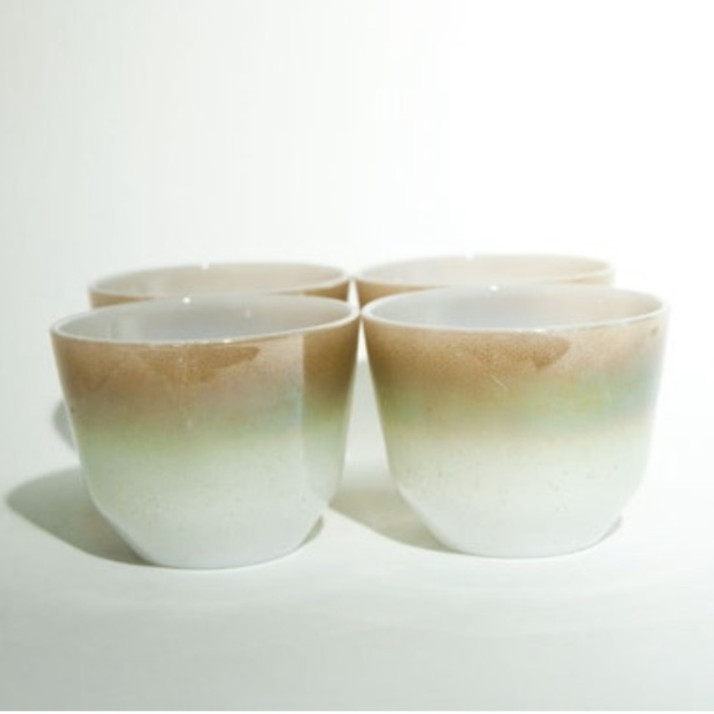 Vintage Starburst Japanese Teacups - Sake Ceramic Cups - Mid Century Modern
